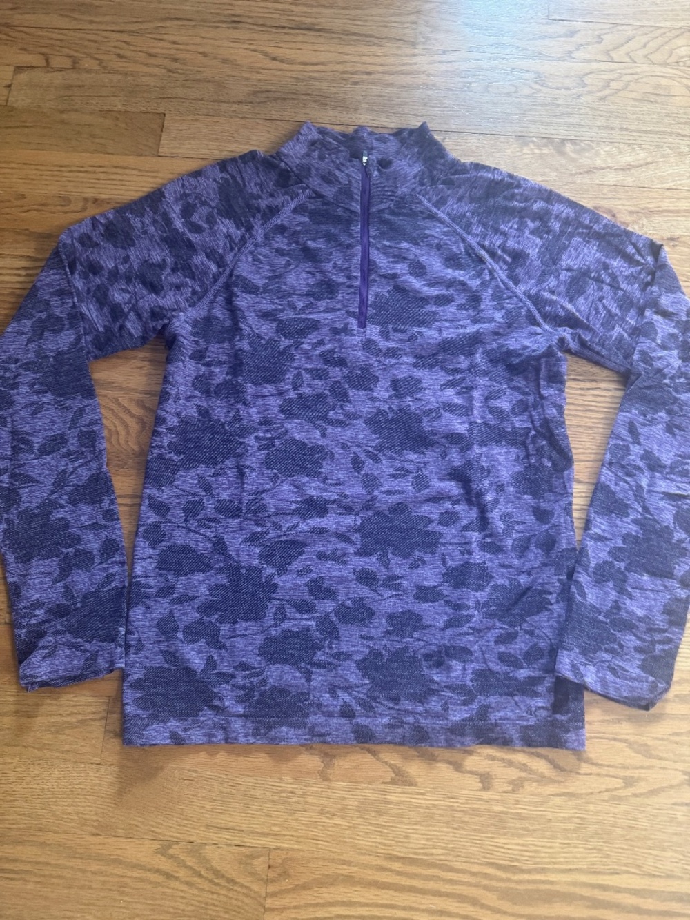 ATHLETA MOMENTUM PURPLE 1/2 ZIP WANDERING FLORAL BASALT Top Shirt L Large